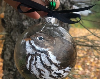 Glass Bulb Ornament - Sparrow - Christmas Ornament