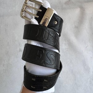 小物 DIESEL leather BELT BIG LOGO BK vintage Vintage Diesel