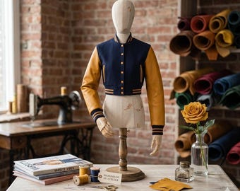 Custom Embroidered Cropped Varsity Jacket – Wool Leather Bomber – Personalized Team Logo