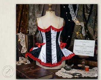 Gothic Schößchen Korsett, Steampunk Harlekin Mieder, Viktorianischer Taillengürtel, Burlesque Kostüm