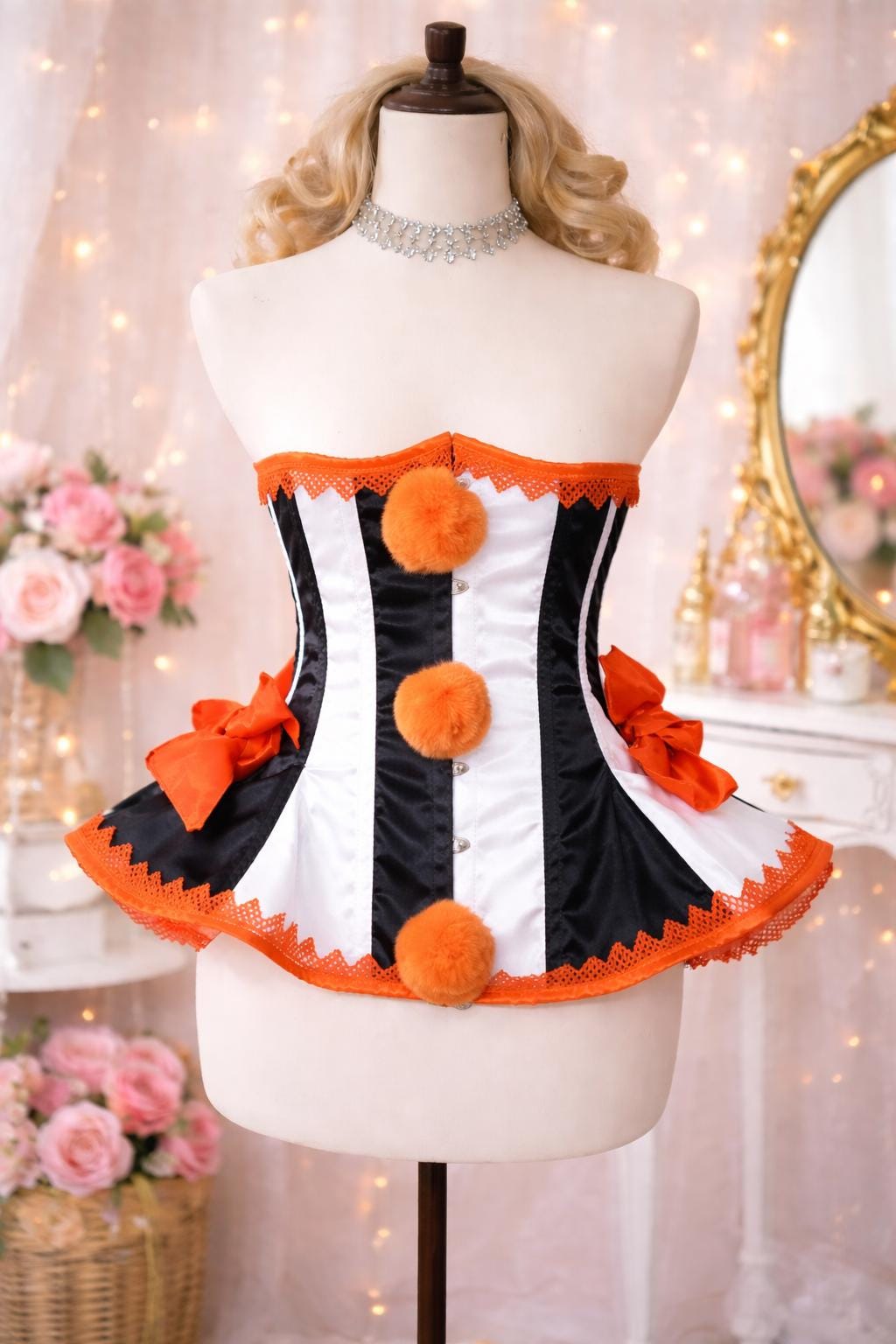 model in sexy lingerie Adult Horror Clown Costume main image 1