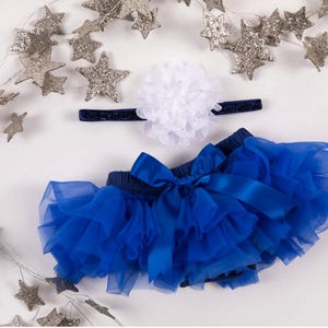 Baby Girl Ruffle Bottom Tutu Bloomer Headband Set in Royal Blue - Newborn Photo Set - Cake Smash - Diaper Cover - Baby Gift - First Birthday