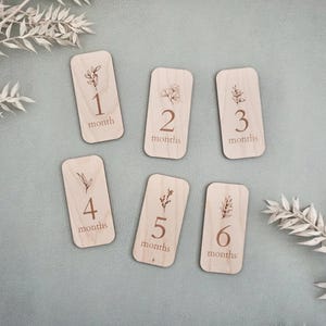 Letreros de hitos mensuales para bebés / Madera / Grabados / Fotos de bebés / Regalo / Discos de hitos / Letreros / Hola mundo / Baby Shower / Tarjeta de hitos