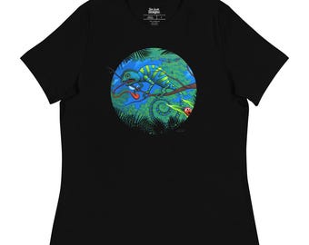 Chamäleon T-Shirt: Spray Painted Kunst, Essende Fliegen Design