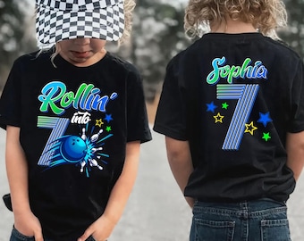 Personalized Rollin' into Birthday Shirt, Bowling Birthday Shirt, Bowling Shirt, Birthday Boy Shirt, Custom Bowling Gift, Bowling Tee