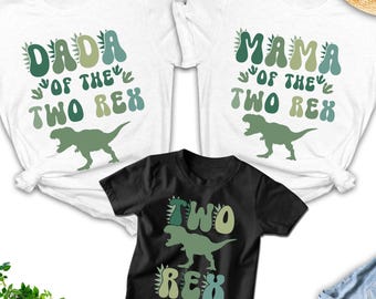 Personalized Two Rex Dinosaur Family Birthday Shirts - Matching 2 Rex Birthday Tee - Mom, Dad, Brother, Sister Dinosaur Theme Shirts