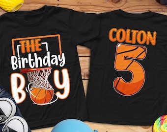 Custom Basketball Birthday Boy Shirt | Basketball Birthday Party Shirt | Kids Basketball Shirt | Personalized Age Name Birthday Boy Shirt