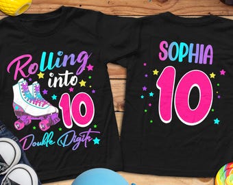 Personalized Rollin' into 10 Birthday Shirt,Roller Skating Birthday Shirt,Roller Blade Shirt, Birthday Girl Shirt, Roller Shirt,Roller Skate