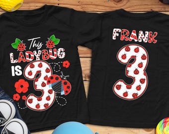 Girls Ladybug Birthday Shirt | Cute Bugs Birthday Shirt | Cute Girls Birthday Shirt | Any Age Birthday Shirt
