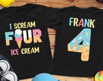 Four ice cream boys 4th birthday shirt, 4th birthday party, ice cream shirt, ice cream birthday, ice cream birthday party, I scream four