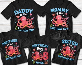 Octopus Birthday Family Shirts: Undersea Matching Outfits, Octopus Birthday Boy tshirt, Octopus First birthday family tshirt