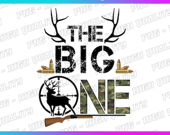 Camo Deer Antlers 1st Birthday PNG: Hunting Theme (Digital Download
