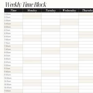 Time Block Calendar Template Canva Minimalist - Etsy