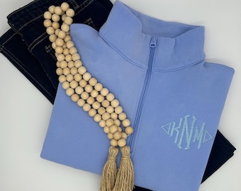 Sweat-shirt en polaire à monogramme sur un quart de zip : broderie personnalisée