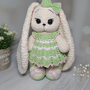 Amigurumi Bunny in Pink Dress | Hand Knitted Crochet Cute Plushie Toy | Soft Stuffed Animal | Baby Shower Gift | Baby Toy | Christening