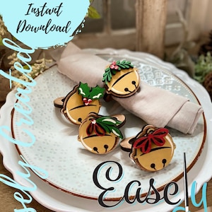 Urlaub Serviettenhalter Ring Weihnachten Jingle Bell Zeichen SVG Urlaub Glowforge SVG Tischdekoration Display