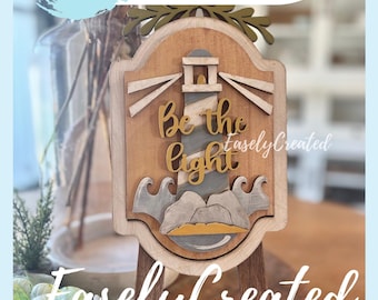 Cavalete de mesa com placa intercambiável "farol" - SVG intercambiável para Glowforge, para decoração de casa, festas e outras estações do ano.