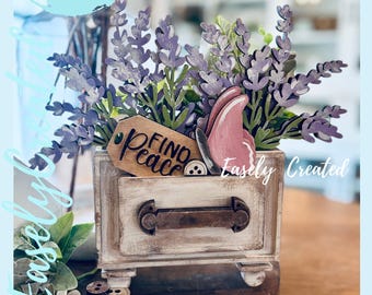 INSERT Only "Lavender" for Vintage Box© Hutch Drawer Cabinet Changeable Shelf Sitter SVG Instant Digital Download Glowforge Laser DIY