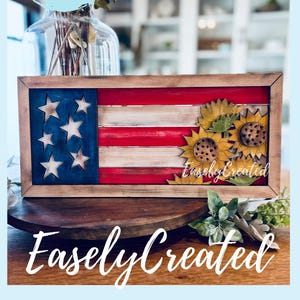 Sonnenblume Flagge Zeichen Blumen SVG Digitale SVG-Datei Amerika Vaterländischen Zeichen Sterne Laser bereit Glowforge Instant Download DIY