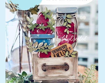 INSERT Only "Strawberry" for Vintage Box© Hutch Drawer Cabinet Changeable Shelf Sitter SVG Instant Digital Download Glowforge Laser DIY