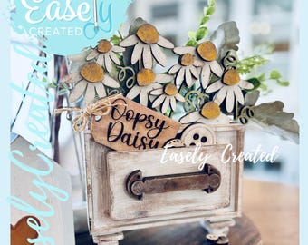 INSERT Only "Oopsie Daisy" for Vintage Box© Hutch Drawer Cabinet Changeable Shelf Sitter SVG Instant Digital Download Glowforge Laser DIY