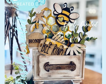 INSERT Only "Bee Kind" for Vintage Box© Hutch Drawer Cabinet Changeable Shelf Sitter SVG Instant Digital Download Glowforge Laser DIY