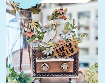 EINFÜGEN Nur doofe Gans für Vintage Box© Hutch Schubladenschrank Shelf Sitter SVG Sofortiger digitaler Download Glowforge Laser DIY