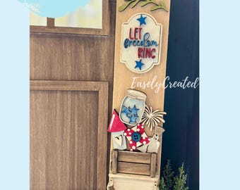 Insert for 4ft Interchangeable Bucket Porch Leaner ONLY "July 4th Freedom" Seasonal Sign SVG Holiday Porch Laser Ready Glowforge DIY