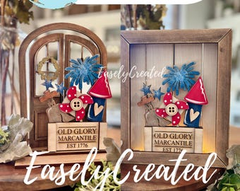 Caja de exhibición Shadow Box© o inserto para puerta arqueada SOLAMENTE "Hoy 4th Old Glory" Estante de pie SVG Descarga digital instantánea Glowforge Laser