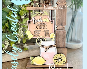 Mini  Post Sign Interchangeable insert "Lemonade Lemon " Shelf Sitter Sign SVG  Holiday Seasonal Glowforge SVG  changeable Sign