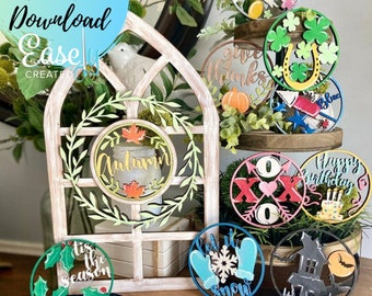 Seasonal Interchangeable Sign SVG File  - Seasonal door hanger sign- Seasonal Home Sign SVG - Home Door Hanger - Farmhouse Window Sign