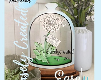 Wildflower Dandelion Fower Terrarium Digital File -Forever Wish Sign - Plant lady Sign  Wild Flower SVG sign - Sign Glowforge laser cut file