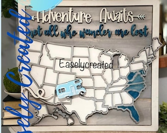 Travel Map Sign SVG File  - Travel state Map Sign Calendar - All Seasons Interchangeable  Sign SVG winter Fall summer spring