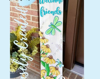 Dragonfly Dragonflies Porch Leaner Sign SVG File  Holiday Summer Blackeyed Susan Porch Sign SVG -  Sign Glowforge SVG