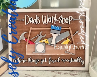 Dads Little Helpers Digital File - Dad Garage Sign Sign - Grandpas Tools Sign - Fathers Day Sign SVG sign - Dads Workshop Sign Glowforge