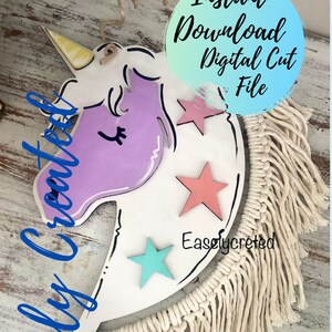 Macreme Wall Hanging SVG Laser File Unicorn Macreme Sign  Unicorn door hanger Sign Laser Ready SVG File Unicorn sign DIY