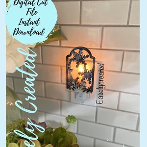 Winter Snowflake Night Light Attachment SVG Holiday Glowforge SVG Nite Lite Interchangeable Seasonal Sign image 1