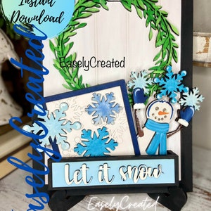 Let it Snow Snowman Interchangeable Add-On Sign SVG - Seasonal Interchangeable Sign - Snowman sign Snowflake Sign SVG Glowforge SVG