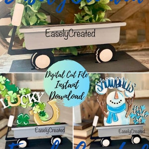 WAGON Interchangeable Wagon Bundle with Add-On SVG - Seasonal Interchangeable Tired Tray SVG Glowforge  Home Interchangeable Sign