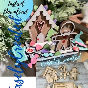 Kids Gingerbread Man DIY SVG  Digital File -Kids DIY Project - Holiday Sign - Holiday Shelf Sitter Christmas shelf sitter Baking Tiered Tray