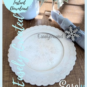 Snöflinga Laddare Display Tallrik Vinter Semester Julskylt SVG Semester Glowforge SVG Dukning Display