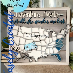 Travel Map Sign SVG File  - Travel state Map Sign Calendar - All Seasons Interchangeable  Sign SVG winter Fall summer spring