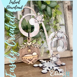 Christmas Ornament Holder Winter Snowflake Design SVG File  Display Sign SVG -  Sign Glowforge Laser Ready