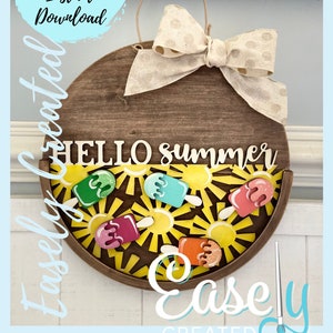 Half Circle Insert for Interchangeable Door Hanger "Hello Summer" Seasonal  Door Hanger Backer Sign SVG  Holiday  Glowforge SVG  Porch Sign