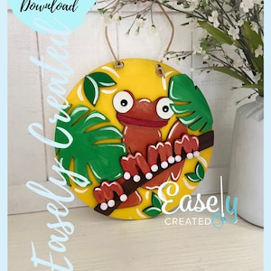Kids 10&quot; DIY Rain Forest Tree Frog Craft Kit SVG File Tropical Summer Sign Porch  -  Sign Glowforge SVG Laser Ready File