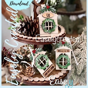 Adornos navideños con código postal para el hogar, archivo digital - Adornos de invierno de granja - Código postal Hogar, dulce hogar Glowforge Laser Ready SVG