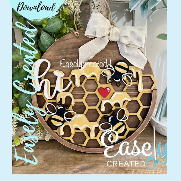 Door Hanger Interchangeable INSERT "Hive Honey Bee"  for  15"  Seasonal  Door Hanger SVG  Holiday  Glowforge SVG  Porch Sign