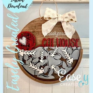 Half Circle Insert for Interchangeable Door Hanger &quot;Cat House&quot;  for  15&quot;  Seasonal  Door Hanger SVG  Holiday  Glowforge SVG  Porch Sign
