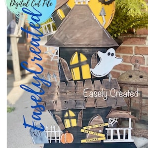 Haunted House Porch Sign SVG File  - Halloween Porch Sign- Fall Porch Sign SVG - Pumpkin Porch Sign - Fall Digital Cut File