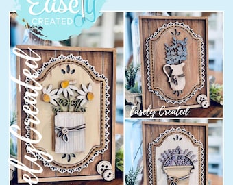 Inserti per mazzo di fiori per cavalletto da tavolo, cartello intercambiabile - Solo inserti - Glowforge Laser Ready Instant Digital Download SVG fai da te